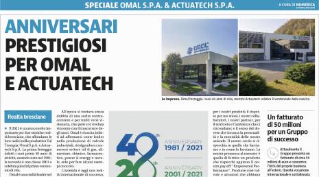 Die heutige Ausgabe des „Giornale di Brescia“ feiert die Gründung von ACTUATECH