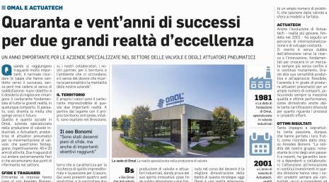 Der „Corriere della Sera“ schreibt über das Jubiläum der Firma ACTUATECH