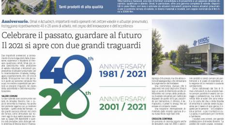 Die Zeitung „BresciaOggi“ feiert das 20-jährige Gründungsjubiläum von ACTUATECH